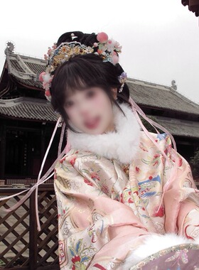 绒花发夹仙桃甜美配饰古风毛绒夹