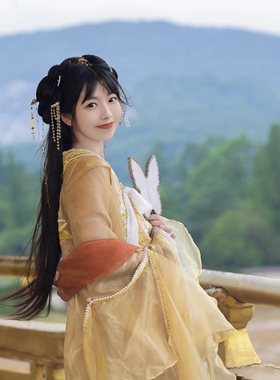 汉服花朵流苏掩鬓珍珠古风水晶簪