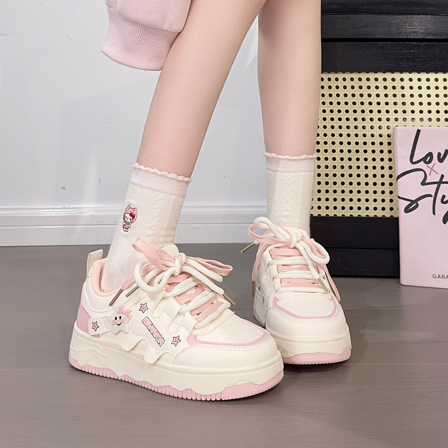 回力樱花粉星星板鞋女2026新款百搭学生小白鞋子厚底轻便休闲鞋女,淘宝优惠券,粉丝福利购,淘宝优惠卷