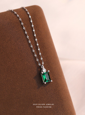 s925纯银祖母绿闪钻小众设计ins