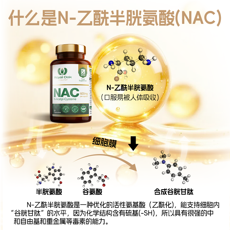 ROH皇家橡树N-乙酰半胱氨酸胶囊NAC无麸质保健食品英国进口补充剂,淘宝优惠券,粉丝福利购,淘宝优惠卷