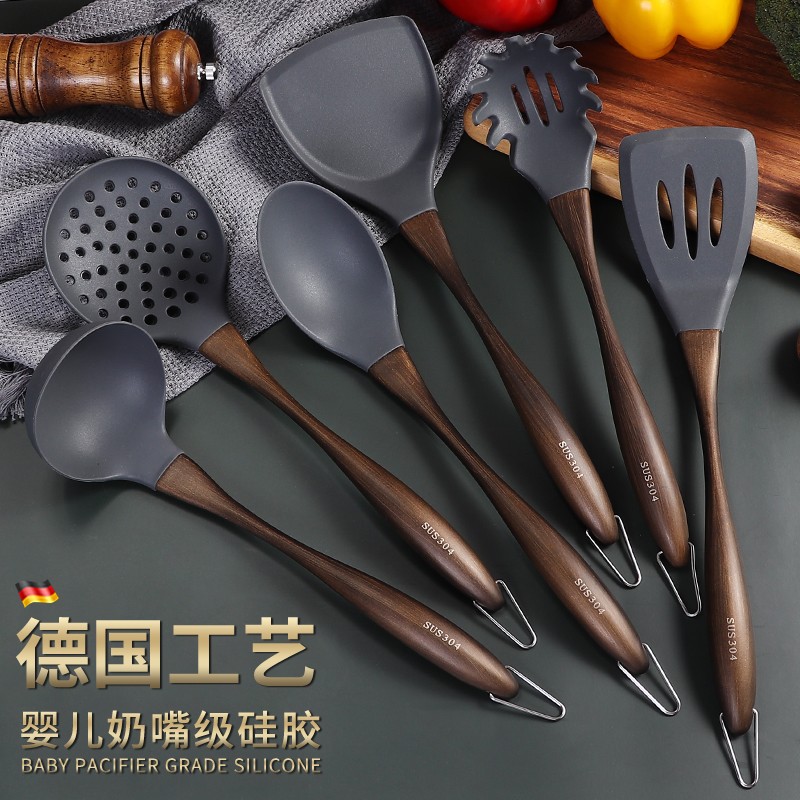 Cooker硅胶不粘锅专用炒菜铲子家用耐高温漏勺汤勺厨具锅铲套装 - 图2