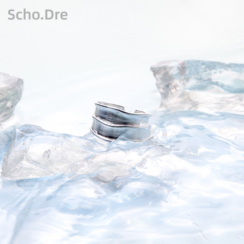 SchoDre 古筑《川淙系列》素面戒指 小众设计款气质开口纯银戒圈 - 图1