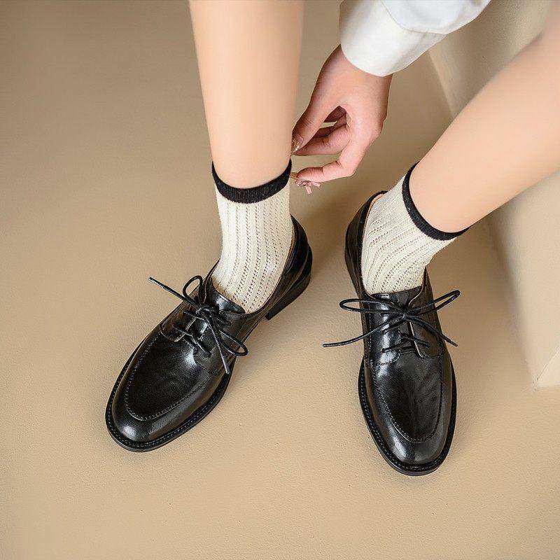 香港英伦风系带小皮鞋女低跟圆头真皮深口单鞋棕色乐福鞋大码女鞋,淘宝优惠券,粉丝福利购,淘宝优惠卷