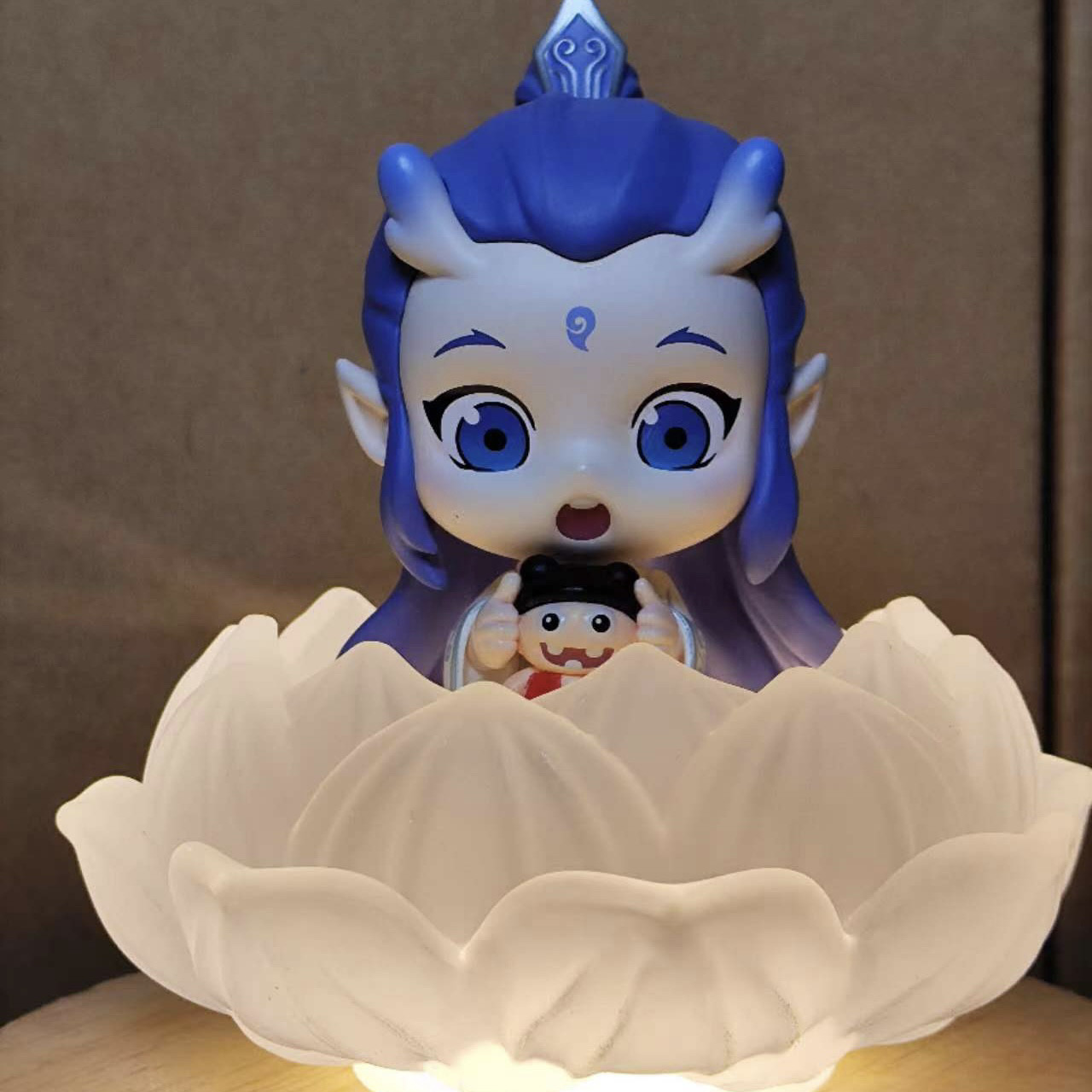 泡泡玛特哪吒之魔童闹海天生羁绊盲盒收纳防尘玻璃展示盒发光保护