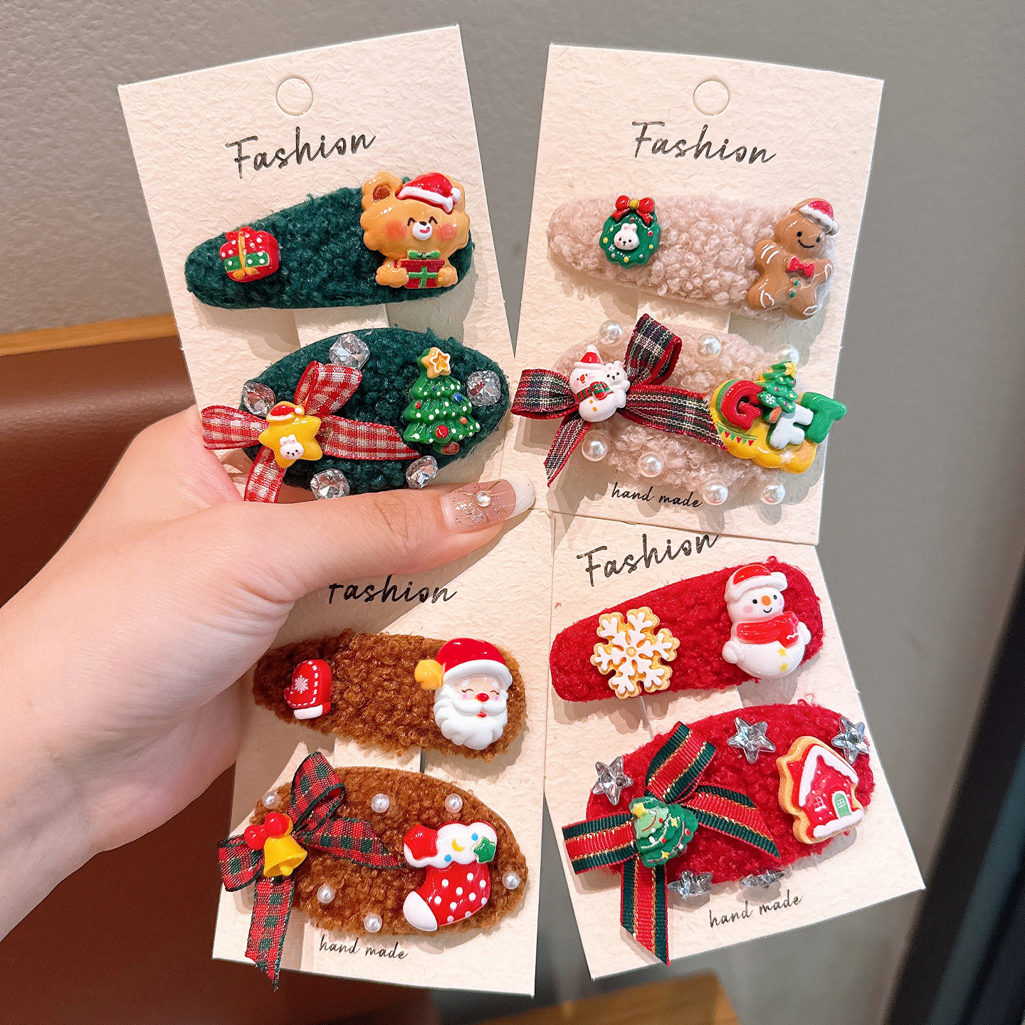 儿童圣诞节发夹毛绒BB夹女童前额刘海夹2026新款碎发卡不伤发宝宝,淘宝优惠券,粉丝福利购,淘宝优惠卷