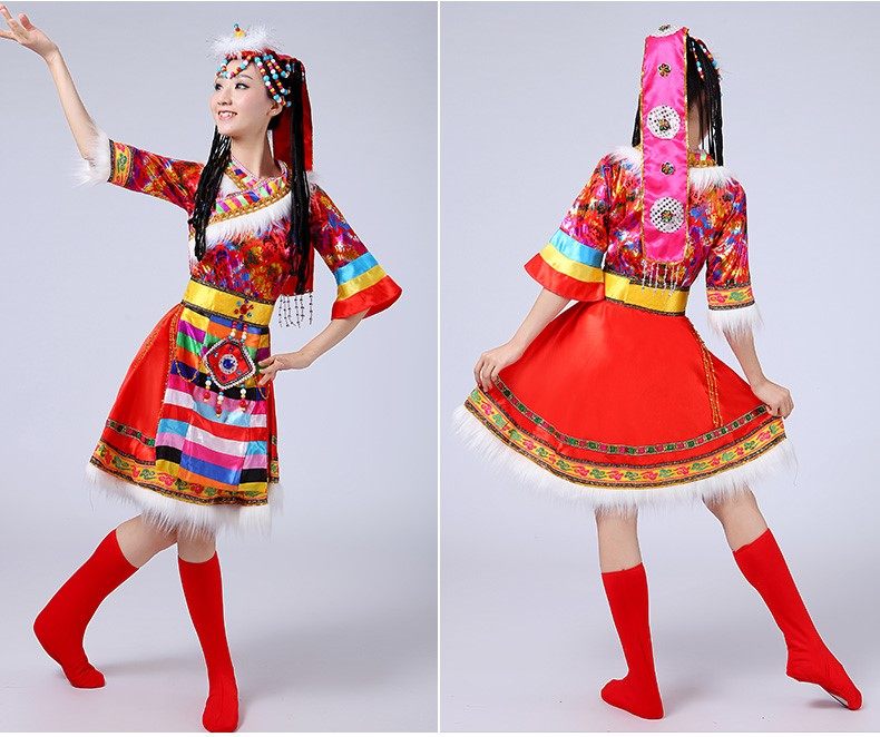 新款藏族舞蹈演出服装女成人民族服 abouthoney民族服装/舞台装