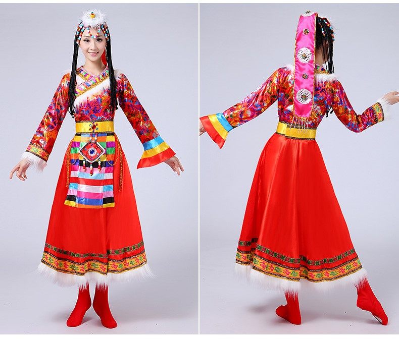 新款藏族舞蹈演出服装女成人民族服 abouthoney民族服装/舞台装