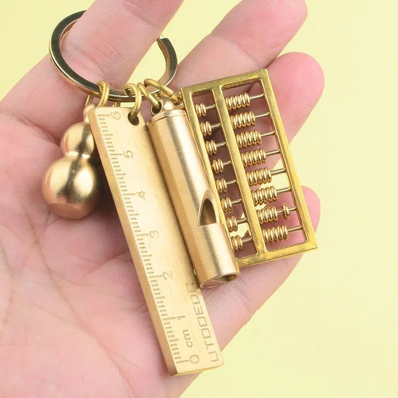 Small bronze movable abacus brass multifunction keychain