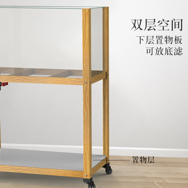 乌龟专用饲养缸带排水玻璃木纹铝合金深水龟大型生态造景落地龟缸,淘宝优惠券,粉丝福利购,淘宝优惠卷