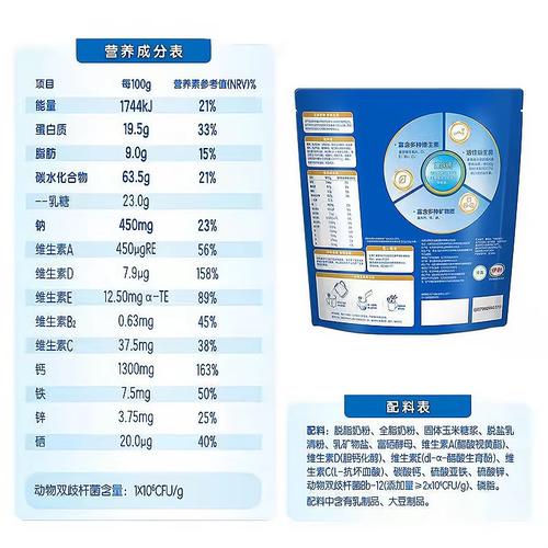 伊利欣活中老年多维高钙奶粉400g*1袋0蔗糖多维成人营养早餐牛奶-图2