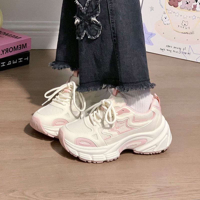 回力粉色老爹鞋女春季新款透气百搭鞋子ins潮小众女鞋轻便运动鞋,淘宝优惠券,粉丝福利购,淘宝优惠卷