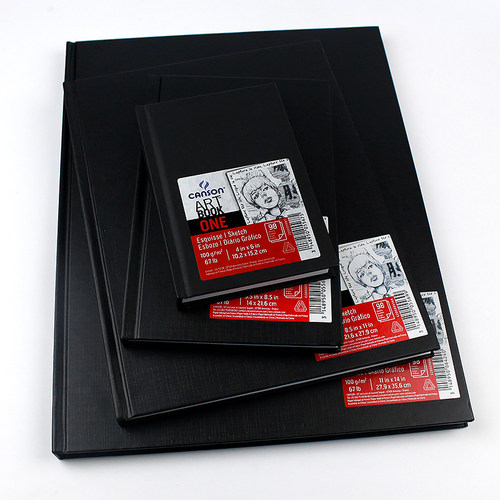 【原装进口】canson康颂艺术绘画本黑皮素描本ART BOOK绘画本100克ONE系列速写本细纹彩铅本线圈手绘空白画本 - 图0