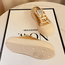 5 13E breathable light not tired feet -- net red half-to-female dermis light Baotou drag Summer outwear flat bottom