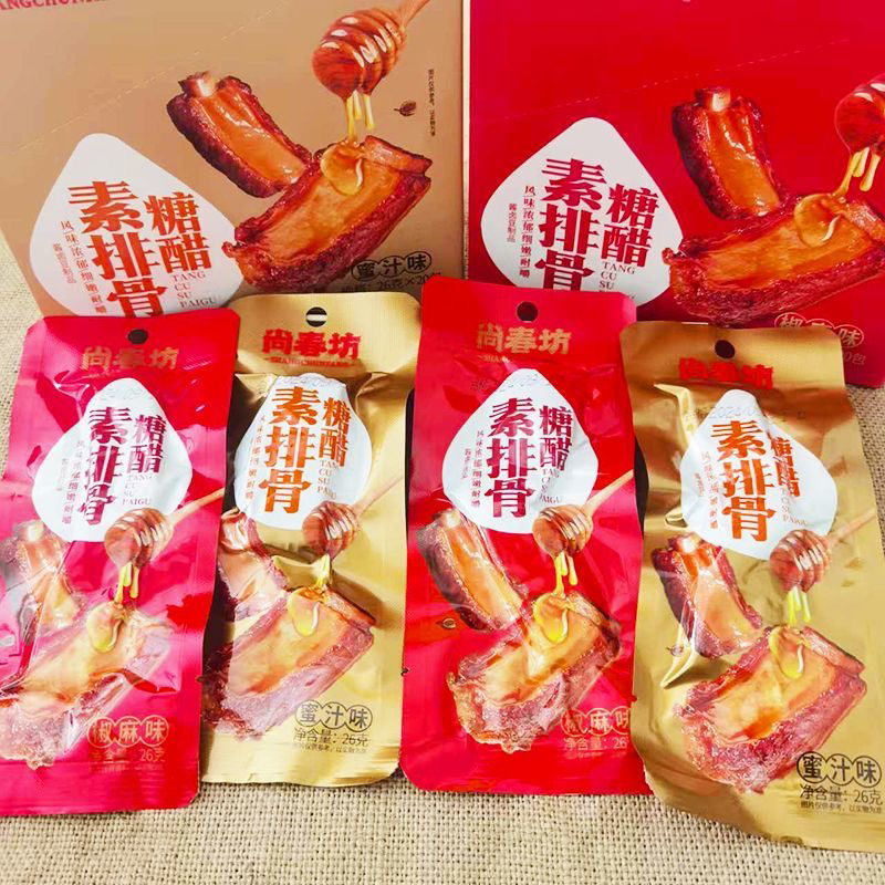 尚春坊糖醋素排骨26g蜜汁椒麻味网红解馋休闲宿舍零食袋装便携 - 图0