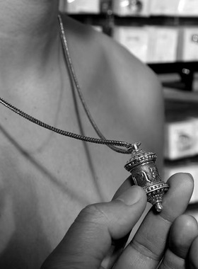 FuGui 复古楞严咒吊坠男士挂件复古风男女项链六字真言嘎乌盒项链