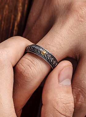原创复古龙鳞戒指男小众设计国风潮时尚做旧个性高级感开口食指环
