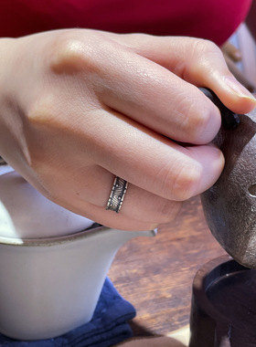 FuGui 复古《荡漾》戒指行之川轨道波浪纹山川男女百搭开口食指环