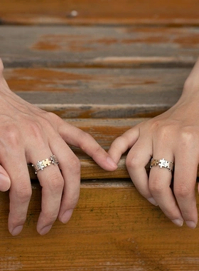 泰银原创惟一拼图开口情侣戒指