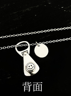 复古易拉罐挂环吊坠男GOODLUCK幸运拉环光面笑脸项链潮牌嘻哈配饰