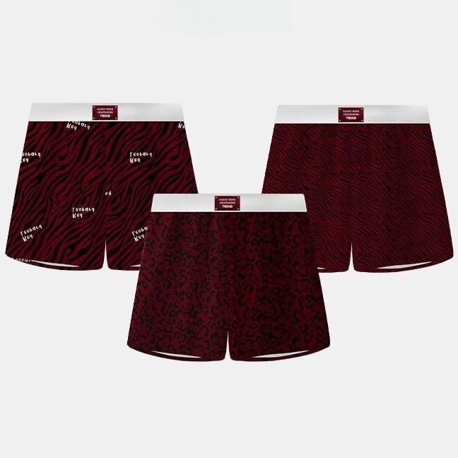 3条装大红男士阿罗裤男生宽松居家休闲内裤透气冰丝睡裤平角短裤,淘宝优惠券,粉丝福利购,淘宝优惠卷