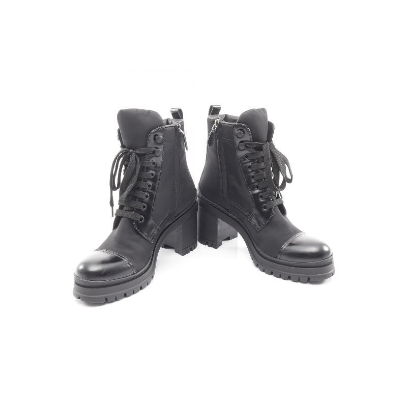 中古Prada普拉达女A级95新boots靴子尼龙鞋黑色经典正品BRANDOFF - 图1
