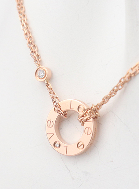 中古「95新」Cartier卡地亚LOVE镶嵌2颗项链750玫瑰金38-41cm