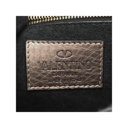 中古Valentino华伦天奴女包B级9新studs铆钉牛皮单肩包金色时尚 - 图2