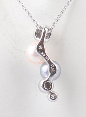 中古「95新」TASAKI(塔思琦)2颗海水珍珠钻石项链K18白金45cm