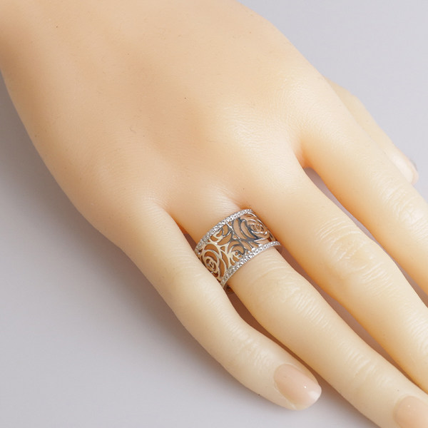 9.5 New CHANEL (Chanel) CAMELIA diamond 750 white gold No. 50 ring J339750 retro