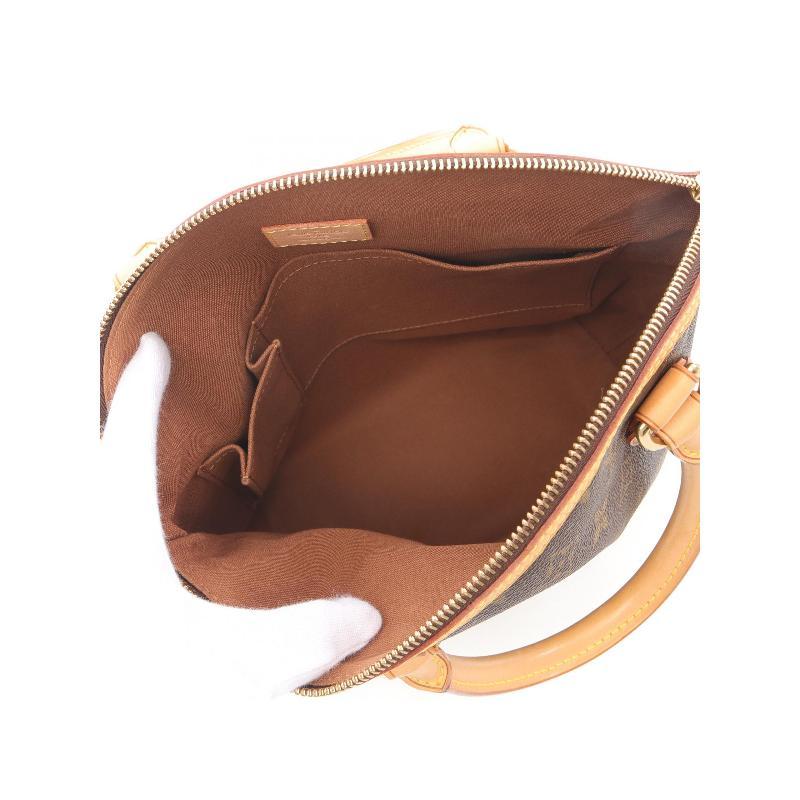 中古LV路易威登女包A级95新Lockit PM涂层/防水帆布手提包棕色 - 图1