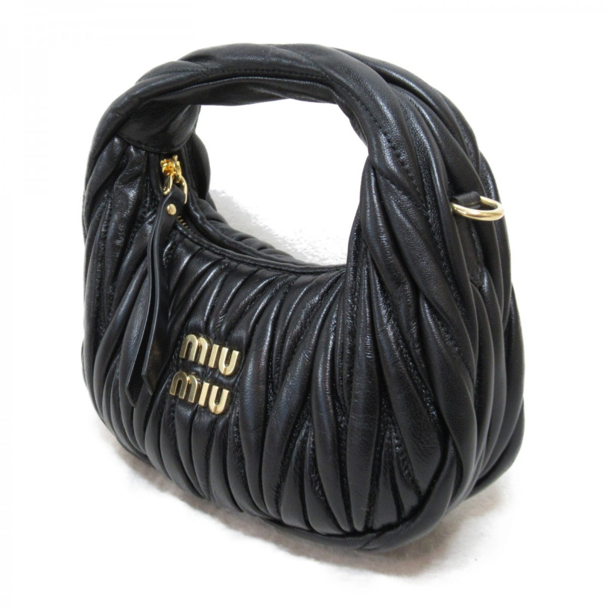 中古MiuMiu缪缪女包S级99新HandbagMINI褶皱手提斜挎包BRANDOFF