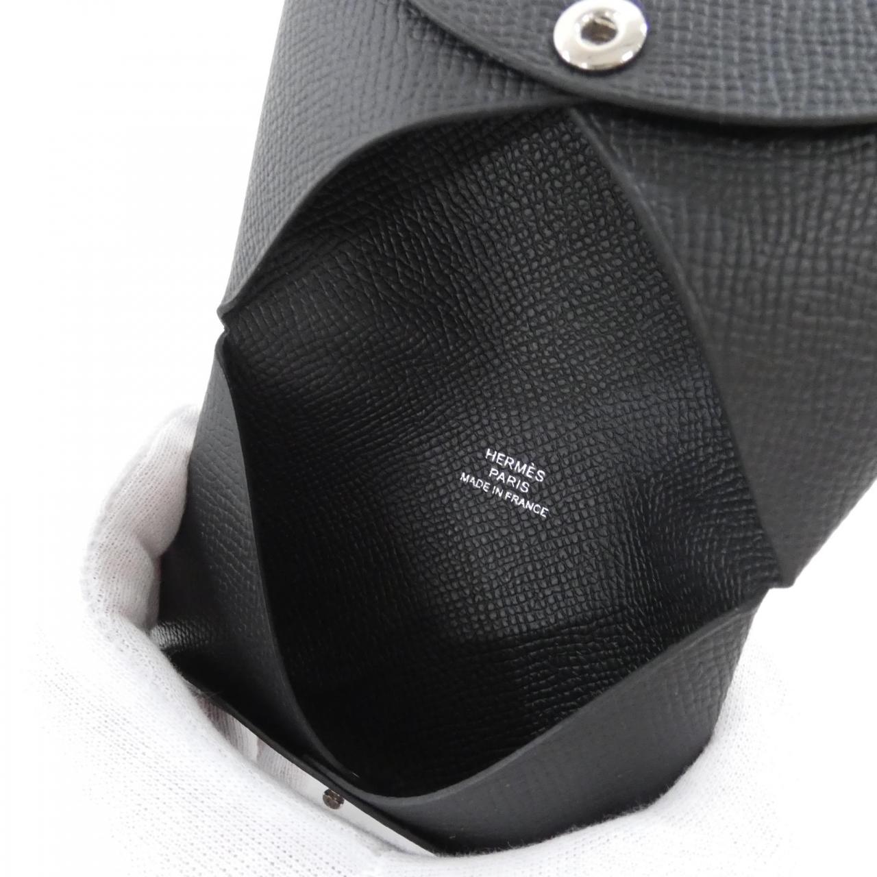 中古Hermes爱马仕A级95新Calvi卡包044164CK黑色 E皮高级BRANDOFF - 图2