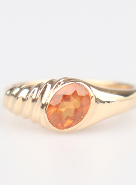 中古椭圆型切工芬达石戒指