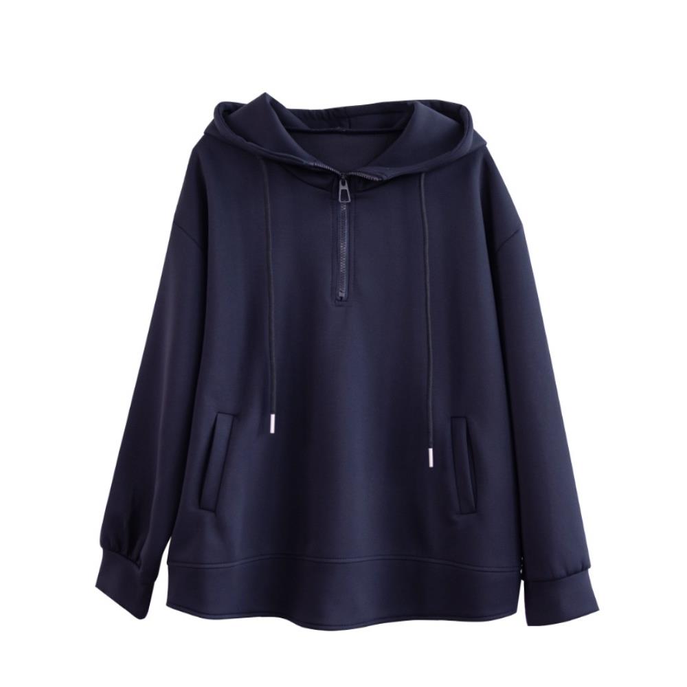 JOYIASS大码女装胖mm2025秋季新款爆款半拉炼宽松时尚长袖卫衣女 - 图2