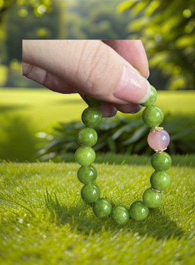 圣诞限定绿色橄榄石手串 小红书同款国风招财猫手链