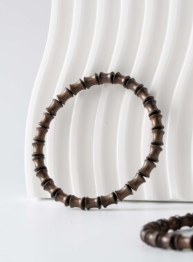 阴沉老山檀香手串老料阴沉竹节珠手链木质手串文玩念珠男女款