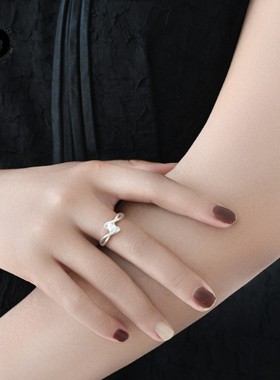 S999足银心形戒指女小众文艺百搭