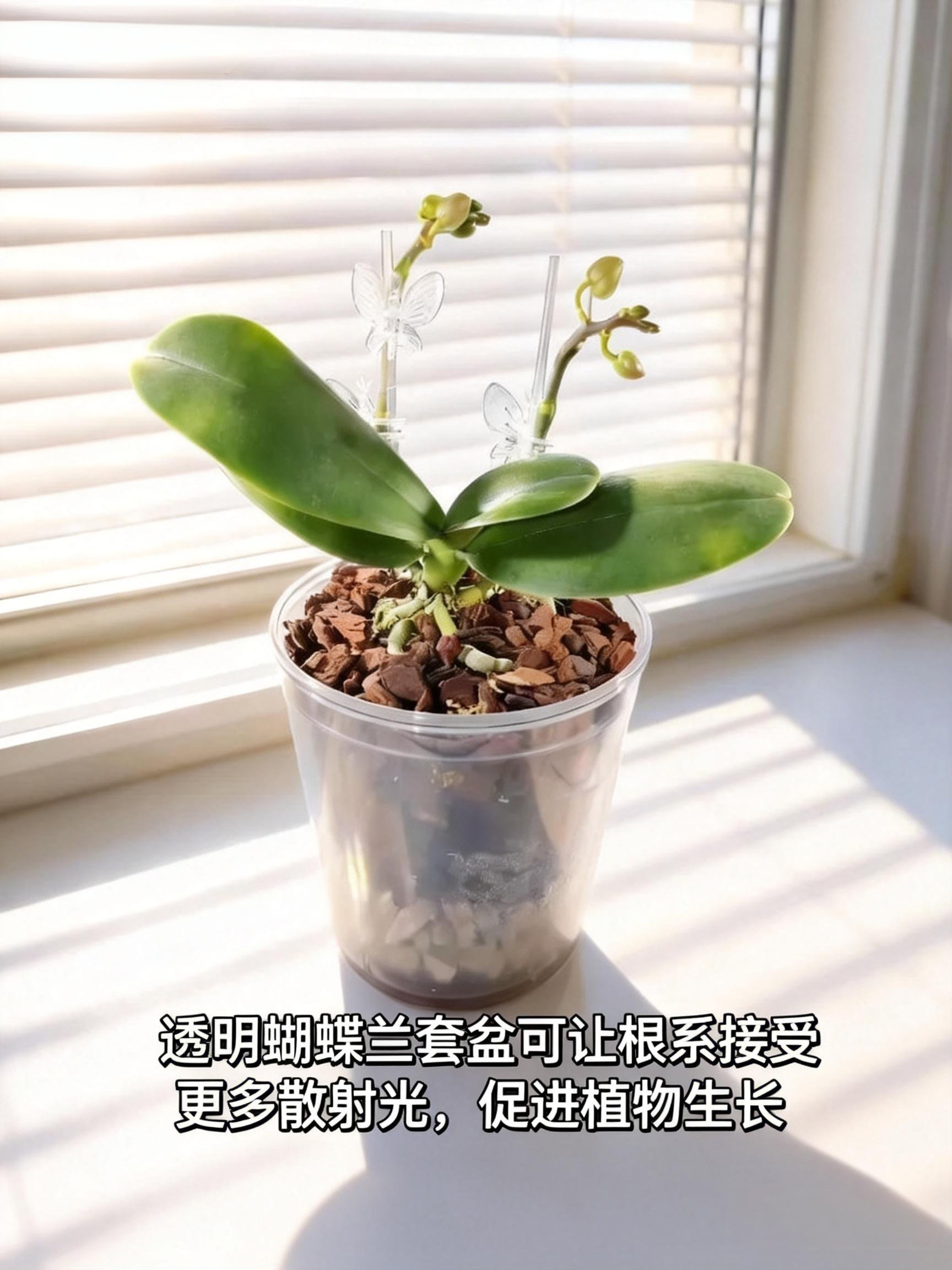 蝴蝶兰套盆高透好看花盆圆口水培器皿观根懒人养护适合办公室桌面,淘宝优惠券,粉丝福利购,淘宝优惠卷