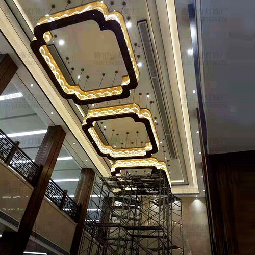宴会厅大型吊灯定制长方形新中式会议室会客厅餐饮火锅酒店水晶灯 - 图2
