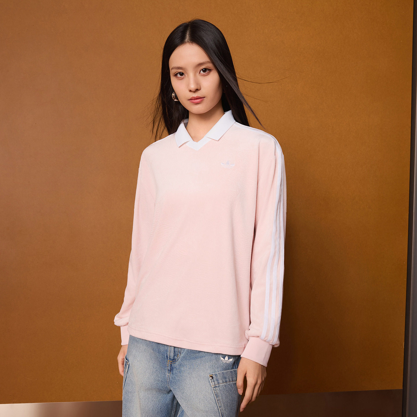 天鹅绒柔软舒适针织休闲长袖POLO衫男女新款adidas阿迪达斯三叶草,淘宝优惠券,粉丝福利购,淘宝优惠卷