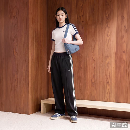 胡麟鹏同款经典宽松运动裤女秋季adidas Originals阿迪达斯三叶草 - 图2
