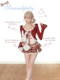 Girly coconut red wine sweet cherry spring and autumn suit women red cardigan + vest top + high waist plaid skirt