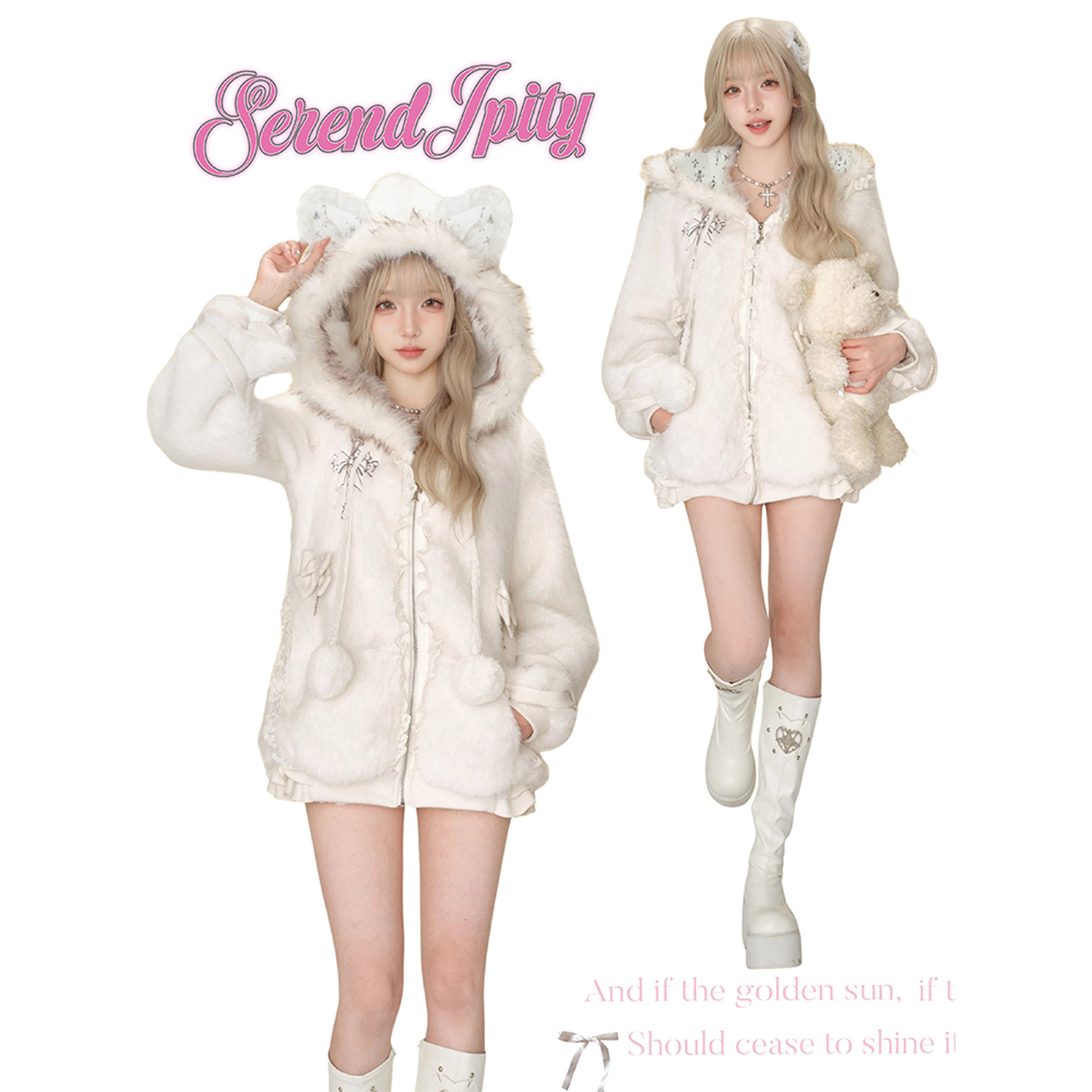 少女椰子【轻亚系】 雪融契约 冬季毛绒猫耳外套女,淘宝优惠券,粉丝福利购,淘宝优惠卷