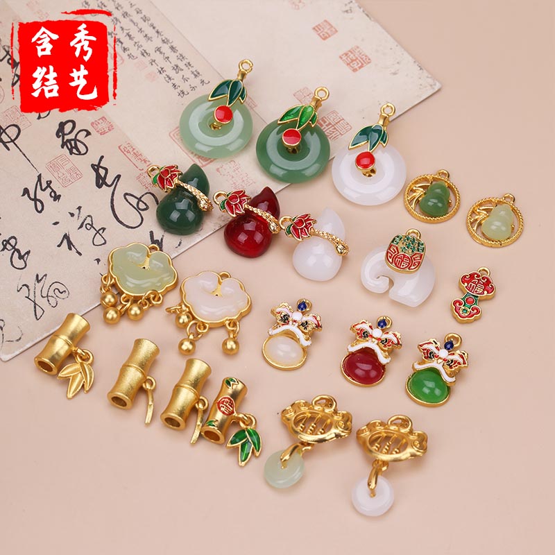 合金琉璃国风竹节 手工diy手链编绳项链吊坠串饰国风首饰配件材料 - 图0