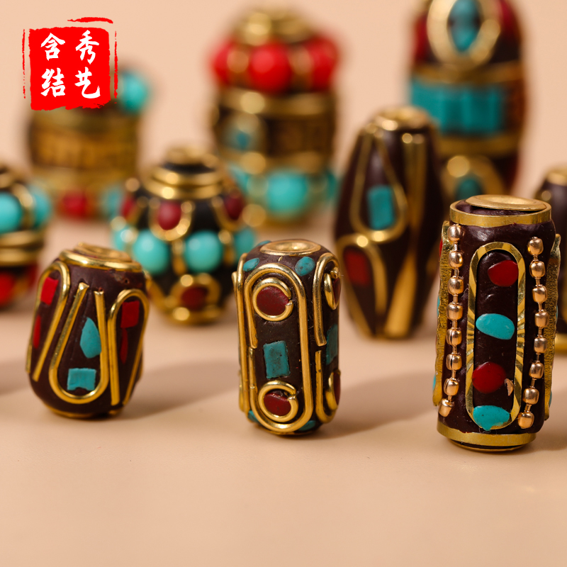 尼泊尔六字真言勒子尖珠佛珠饰品配饰手工串珠 黄铜镶嵌珠隔珠DIY,淘宝优惠券,粉丝福利购,淘宝优惠卷
