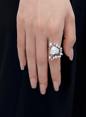 BOONEE冰柱爱心锆石开口戒指