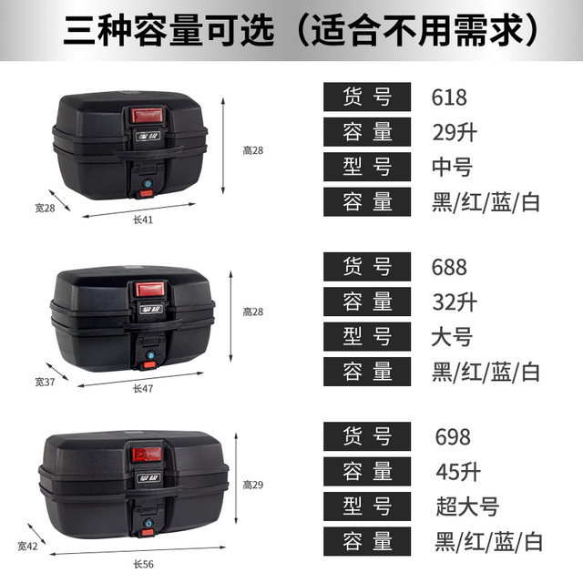 Motorcycle trunk trunk PP material is wear-resistant and fall-resistant