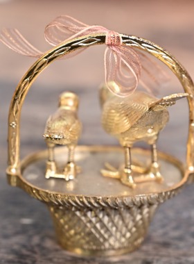 日本回流合金麻雀摆件