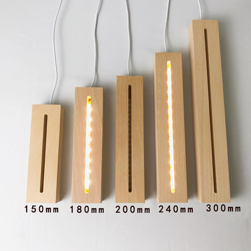 创意led实木模具长条小夜灯长方形发光底座DIY木质灯座亚克力底座 - 图2